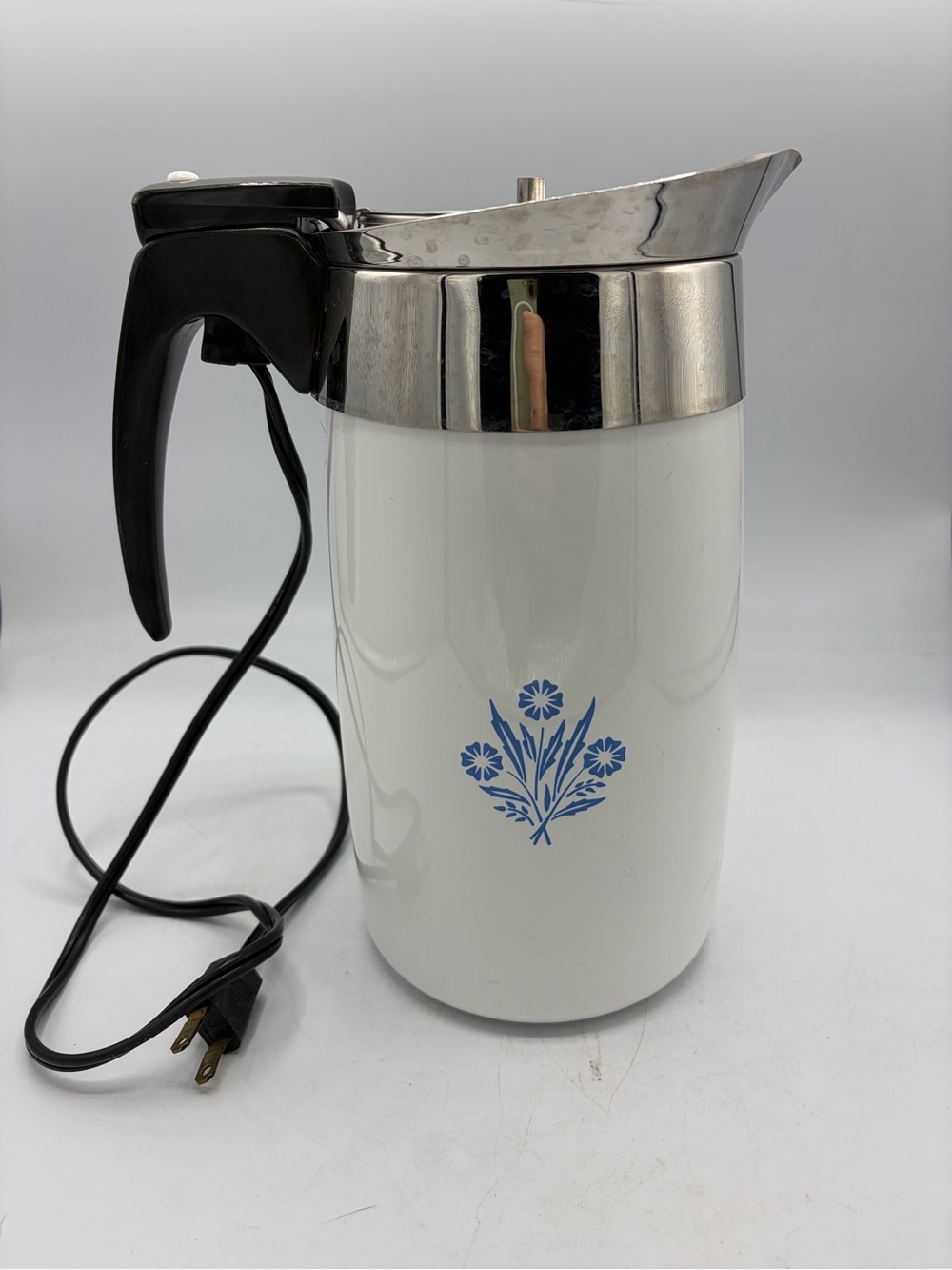 Corningware White Electric Pitcher with Blue Floral design - No Lid